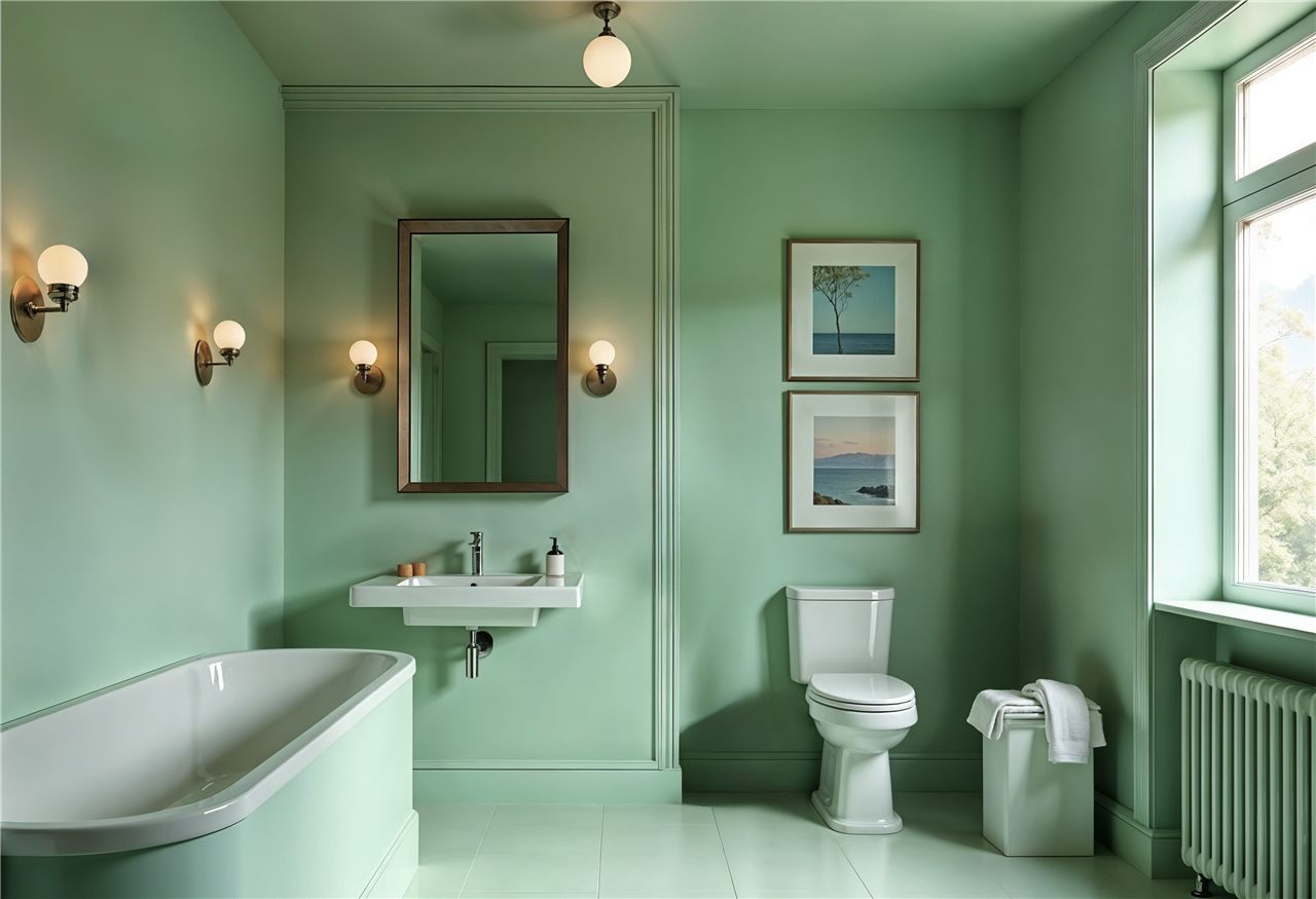 Reforma de baño con azulejo verde menta — E-Renova, reformas en Arteixo